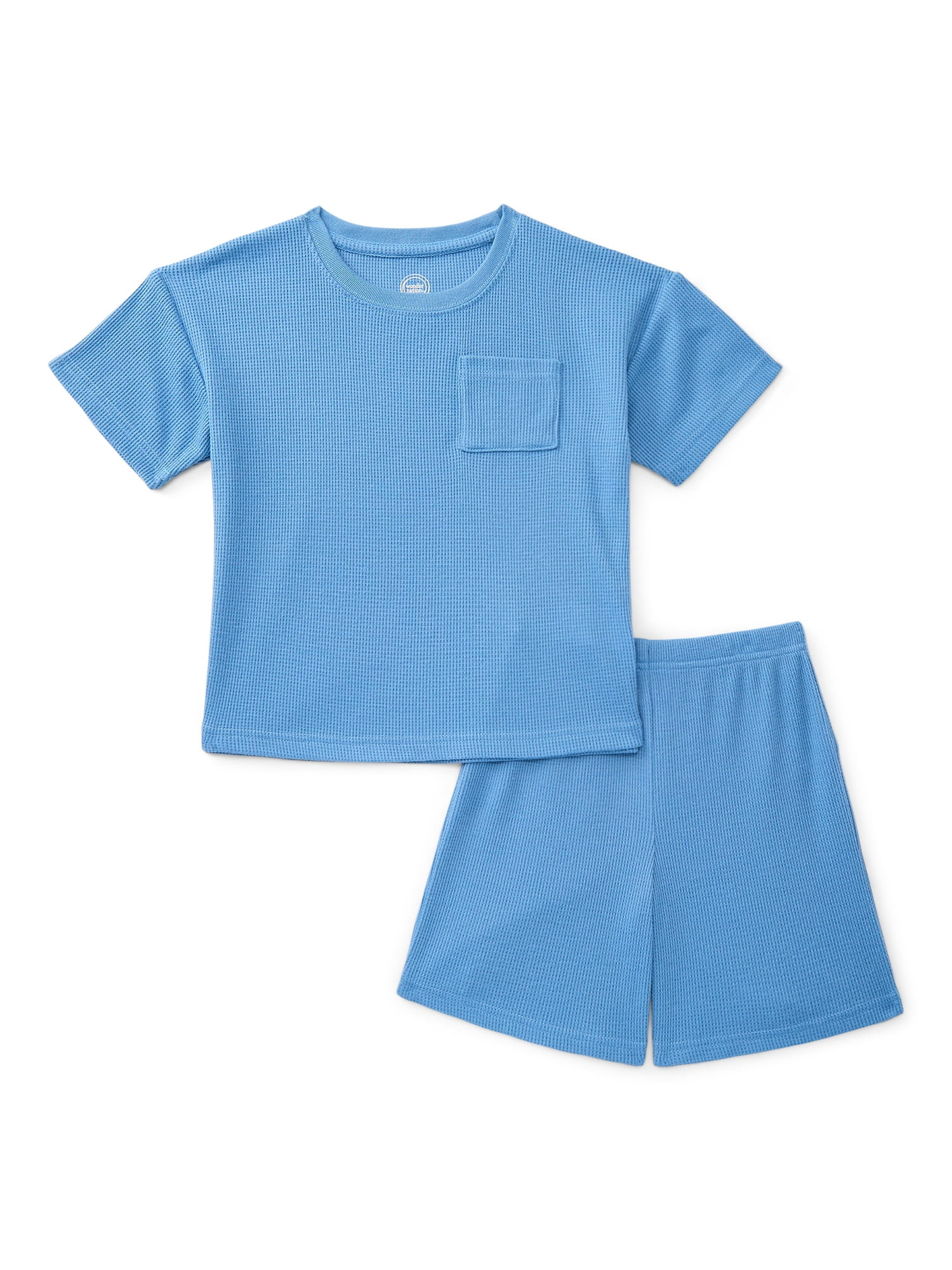 Wonder Nation Boys Waffle Knit Short Sleeve Top and Shorts Pajama Set, 2-Piece, Sizes 4-18 | Walmart (US)