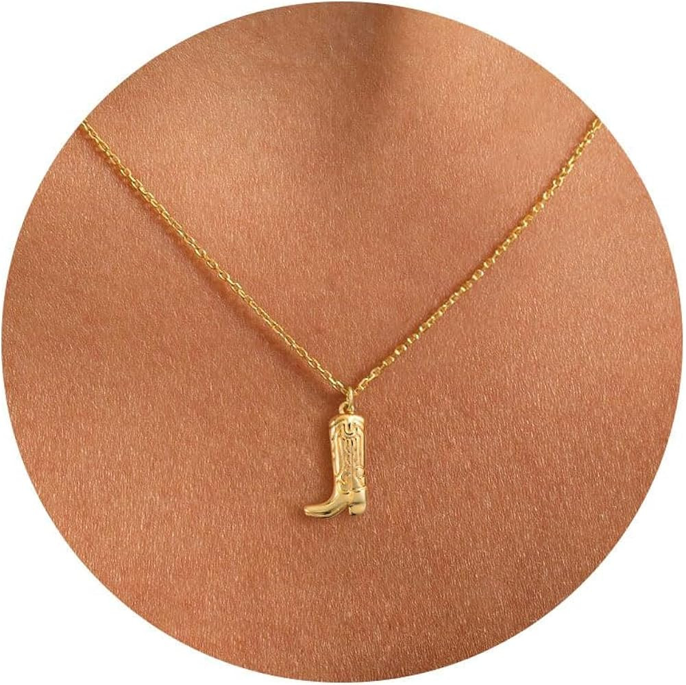 VRIUA Gold Necklace for Women - 14K Gold Plated Dainty Italian Horn Star of David Butterfly Bow S... | Amazon (US)