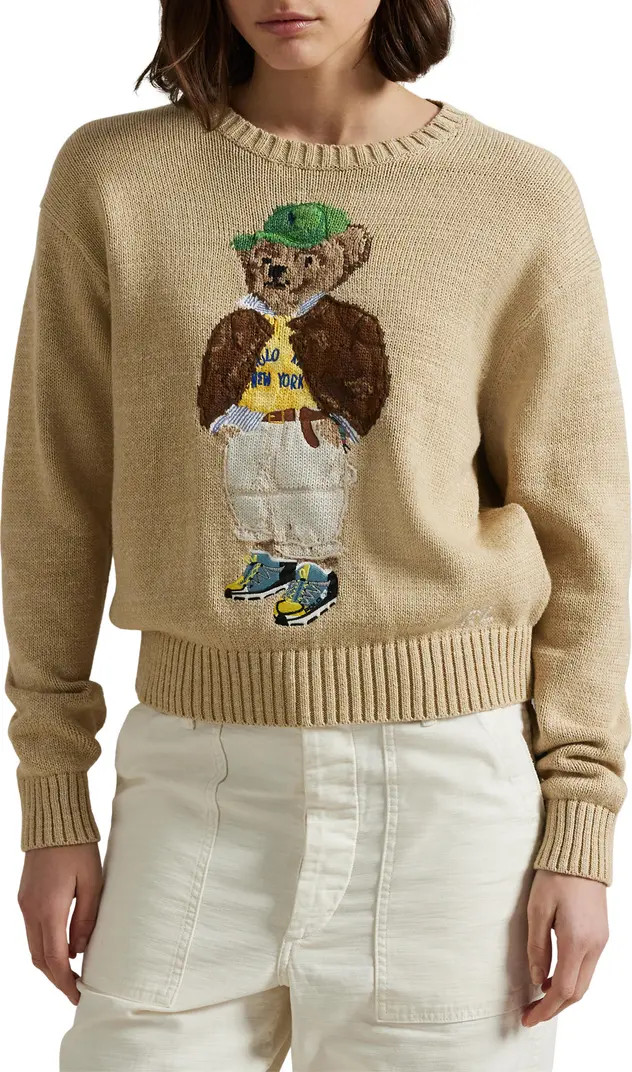 Polo Ralph Lauren Polo Bear Embroidered Cotton Crewneck Sweater | Nordstrom | Nordstrom