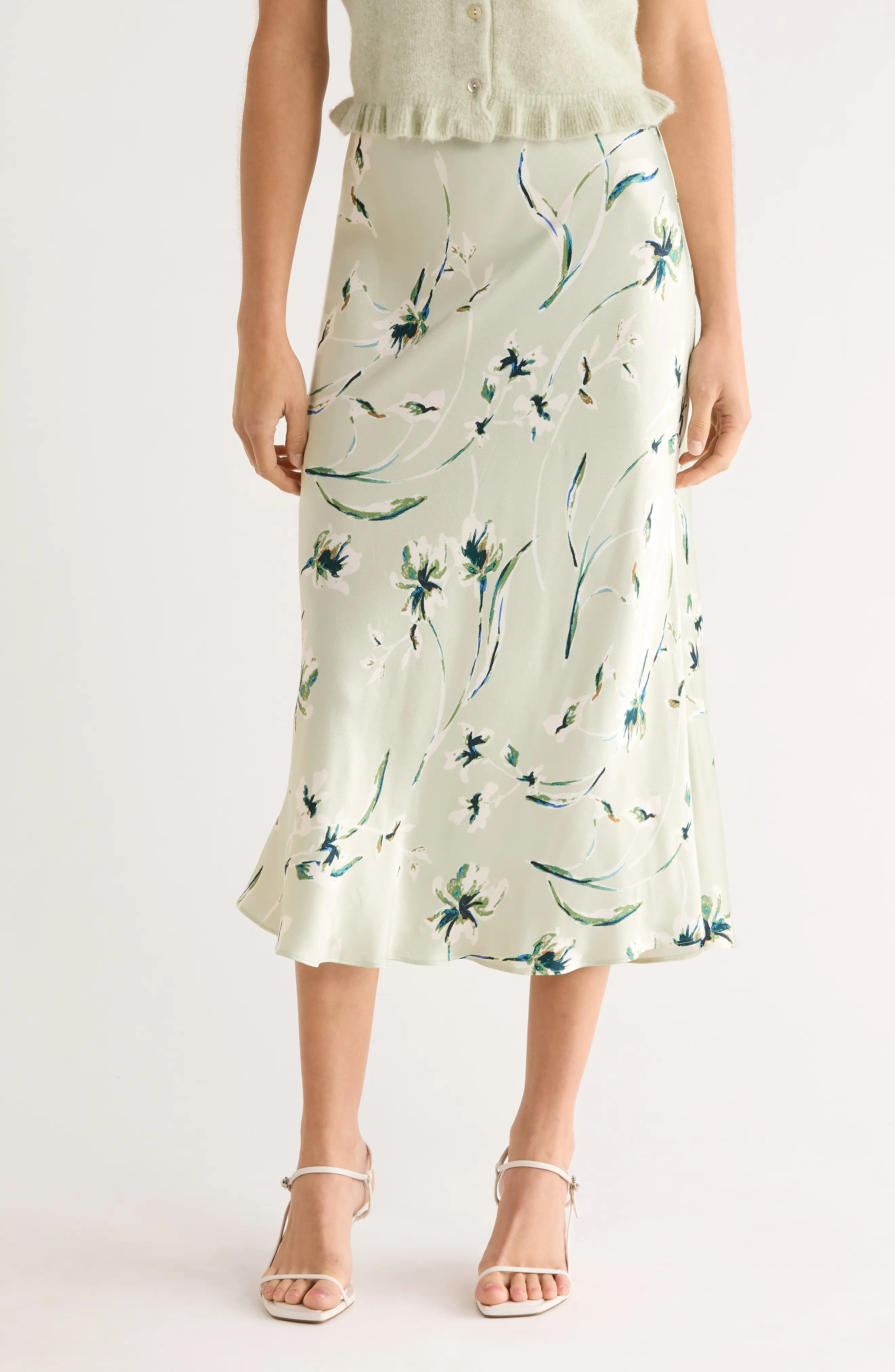 Anya Floral Satin Midi Skirt (Women) | Nordstrom | Nordstrom