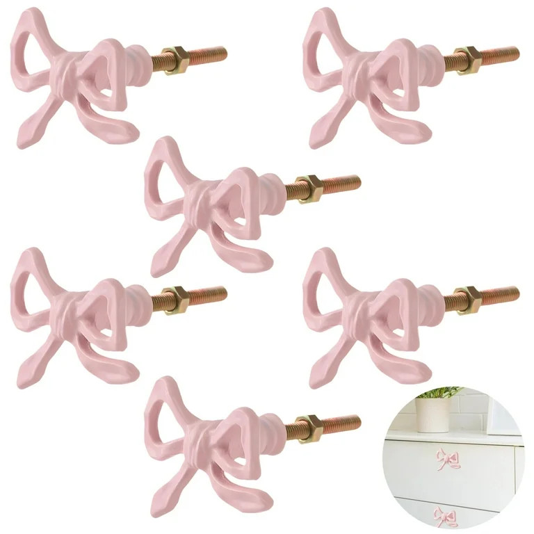 6 PCS Bow Dresser Knobs, Pink Drawer Knobs with Bow Design, Bow Drawer Pulls for Cabinets and War... | Walmart (US)