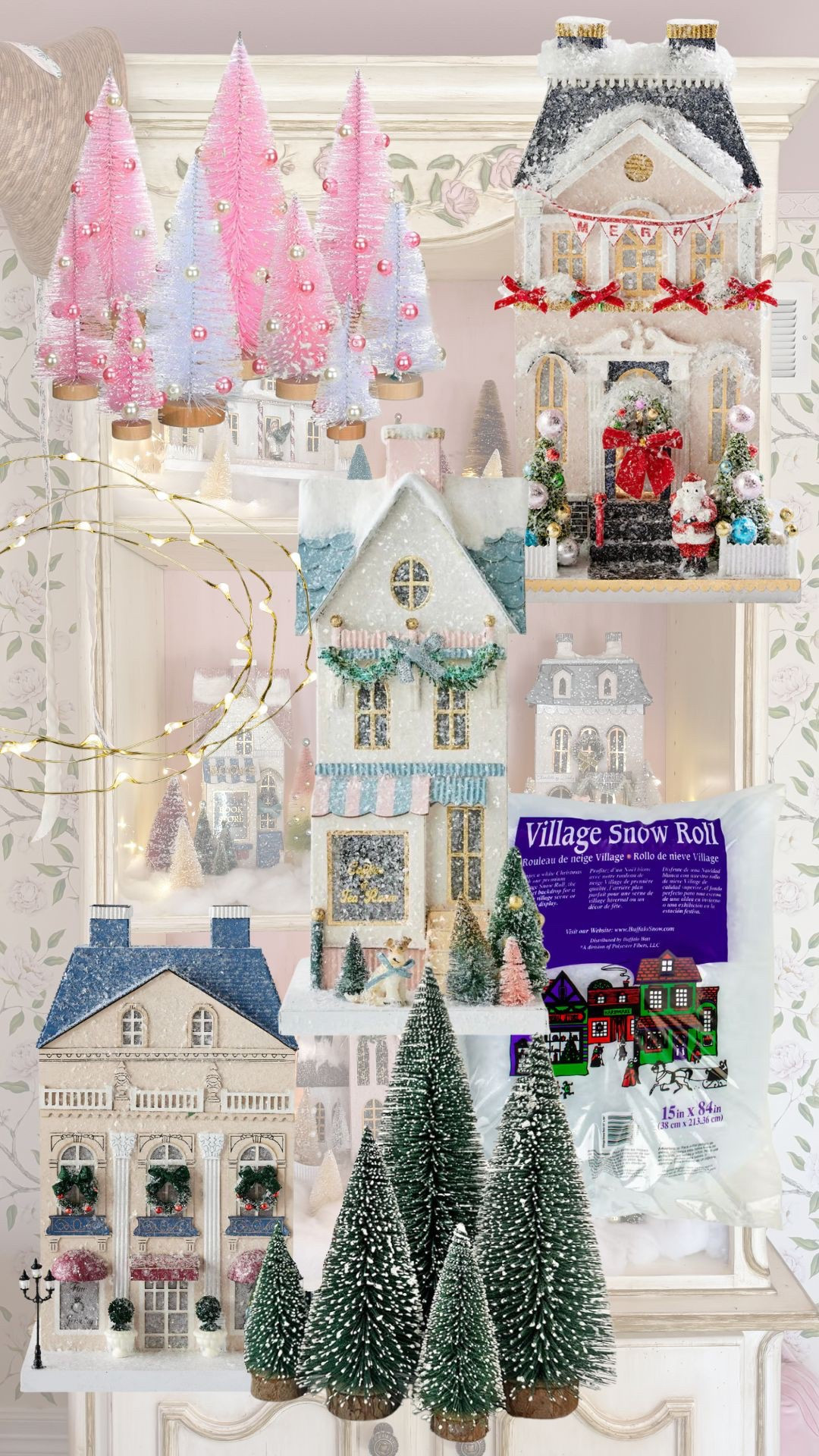 Decorating my daughter’s snow village with the Christmas houses I’ve been collecting for her since she was just a few months old ❄️ This is one of my favorite spots in the house when it’s decorated for the holidays… It’s just so whimsical and girly. 