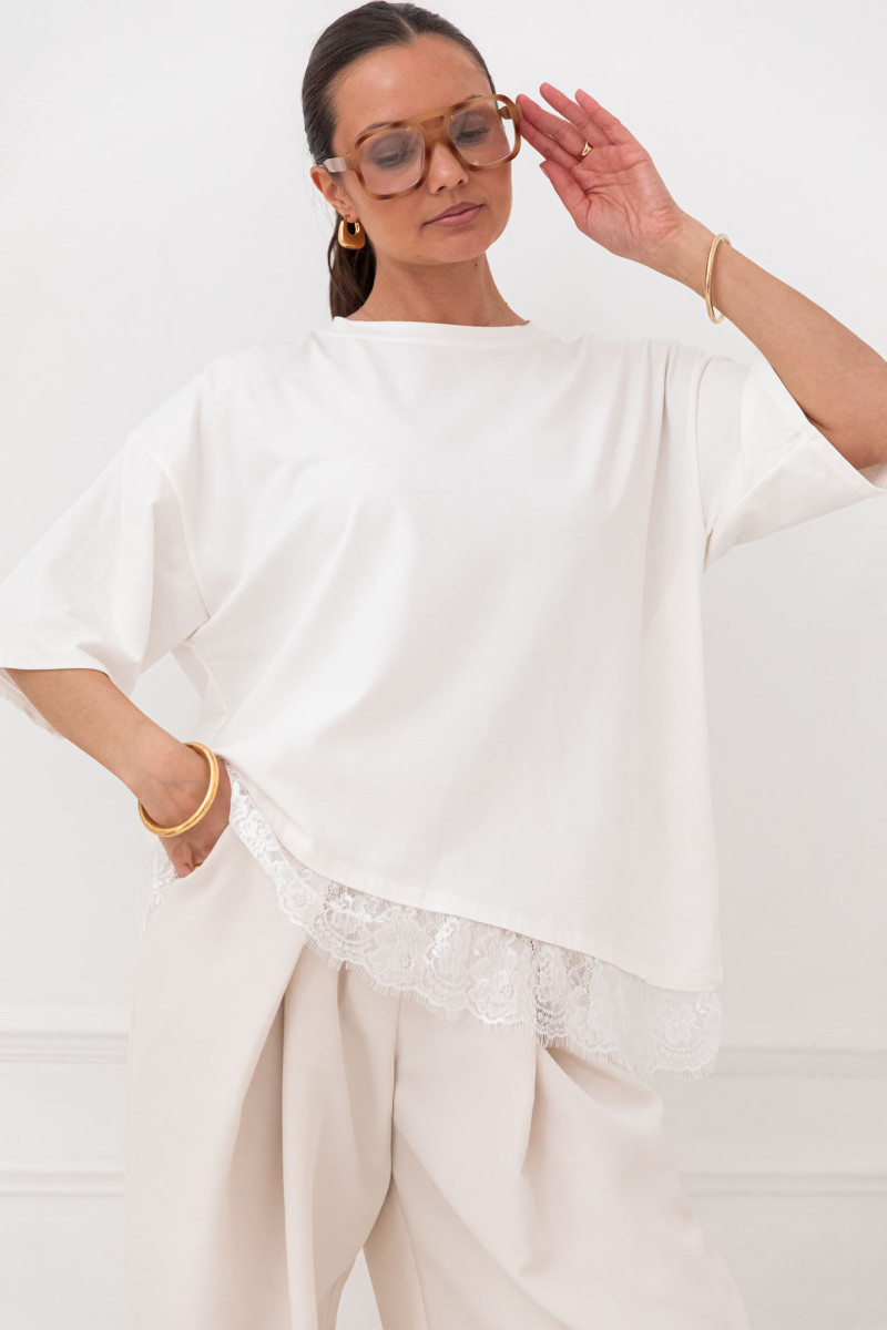 Tee-shirt blanc dentelle femme - Pretty Wire | Pretty Wire