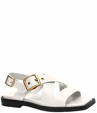 COACH Archival Buckle Leather Flat Sandals - 10 | Dillard's