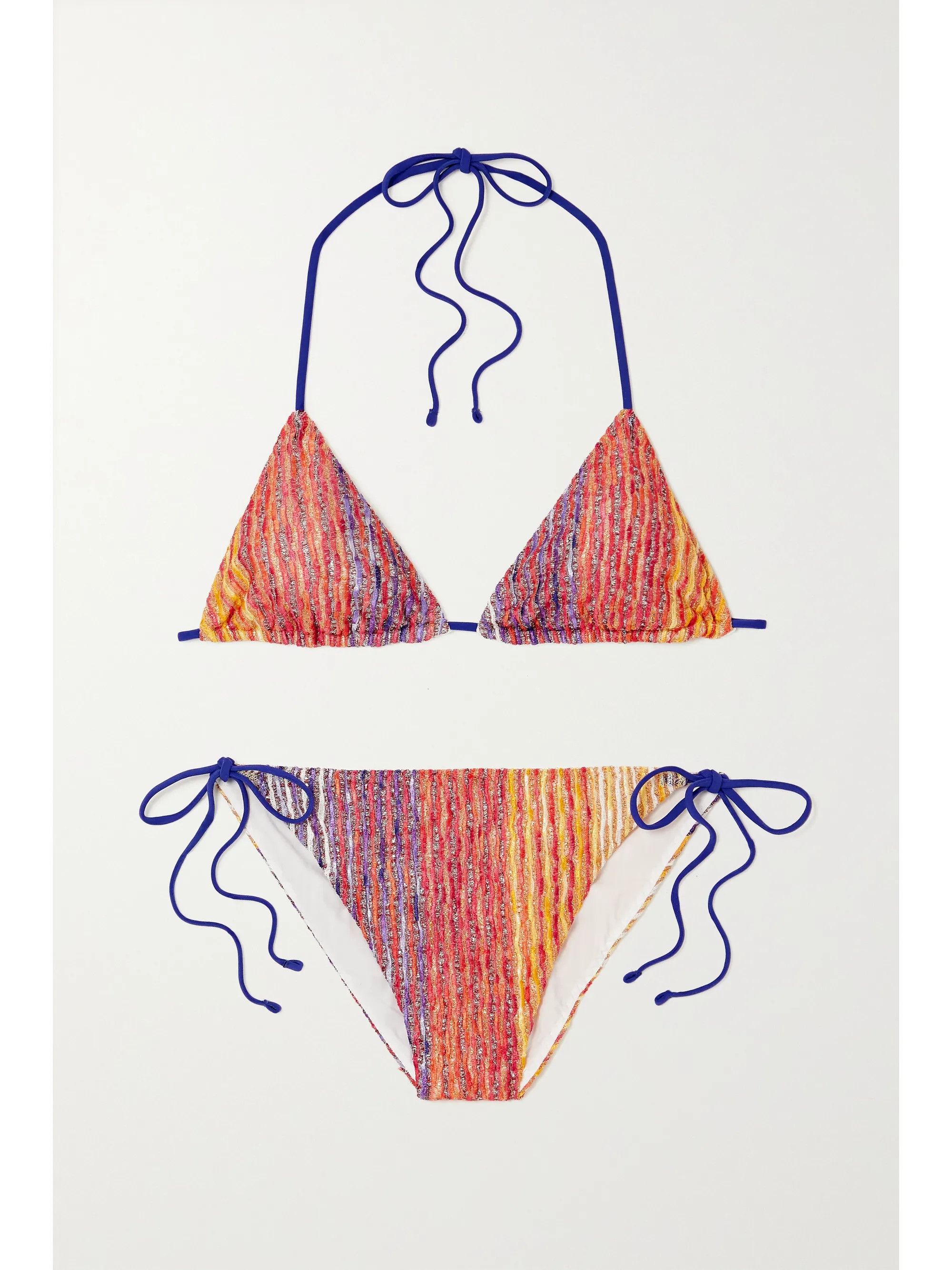 Purple Mare metallic striped crochet-knit triangle bikini | Missoni | NET-A-PORTER | NET-A-PORTER (UK & EU)