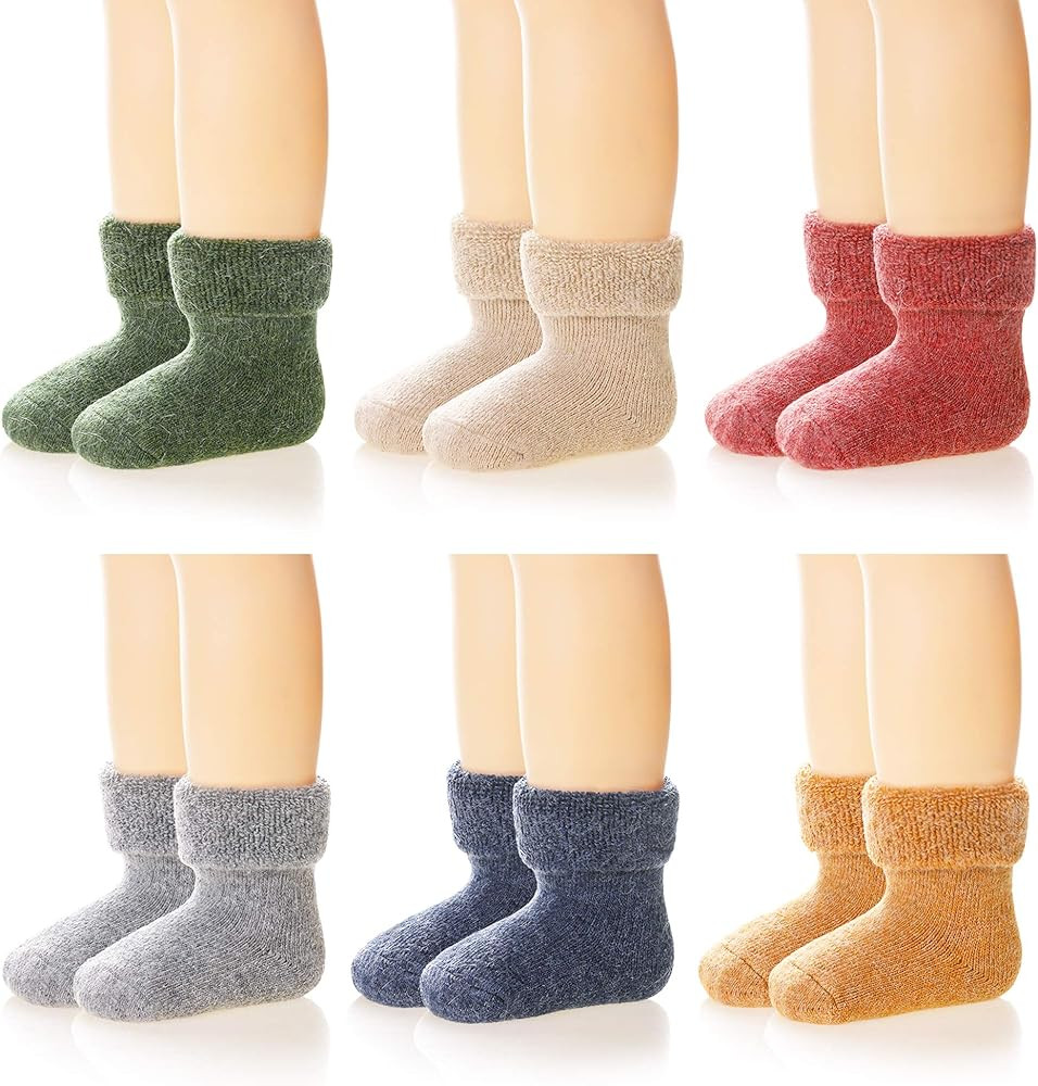 Eocom 6 Pairs Children's Winter Thick Warm Wool Socks Soft Kids Toddler Baby Girls Boy Thermal Cr... | Amazon (US)