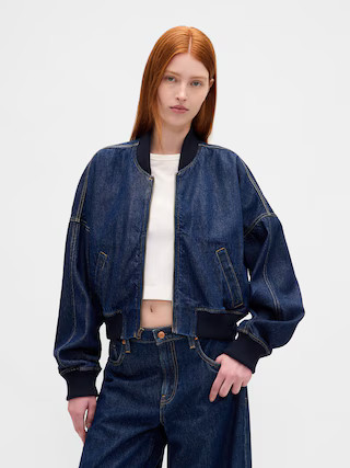 UltraSoft Denim Bomber Jacket | Gap (US)