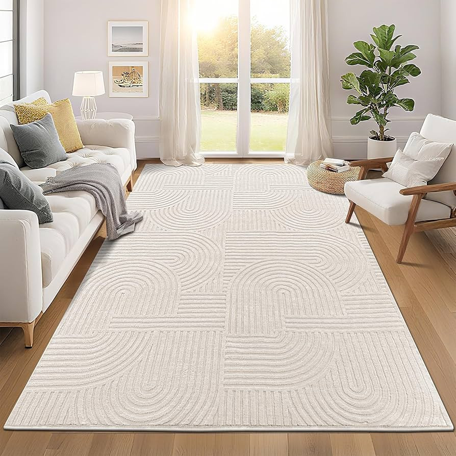 Pauwer 6x9 Washable Area Rugs for Living Room Modern Beige Solid Color Soft Fluffy Rugs for Bedro... | Amazon (US)