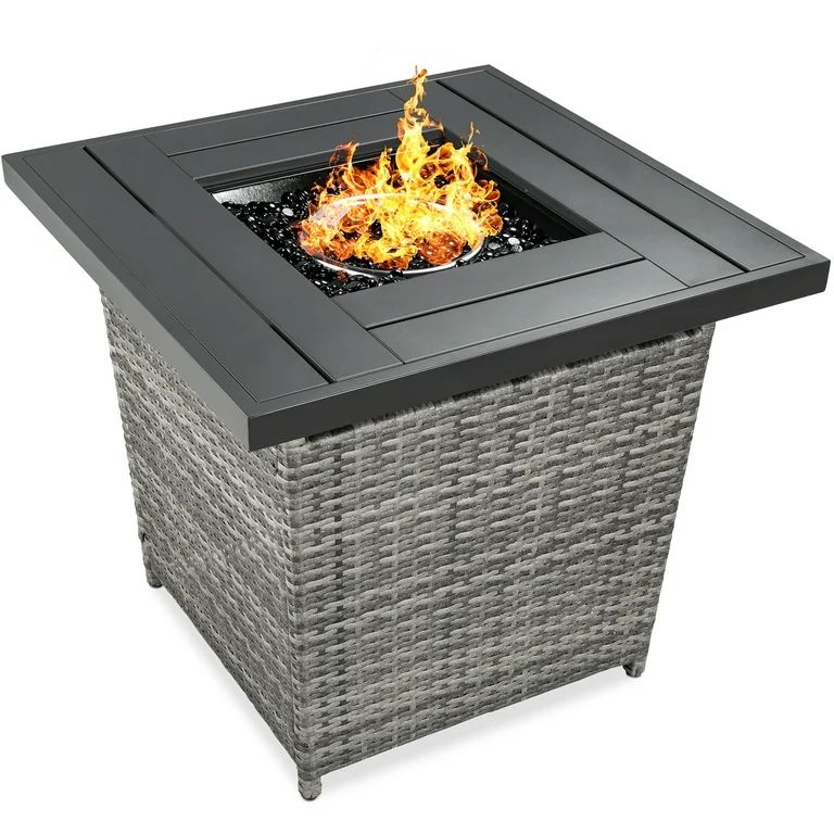 Best Choice Products 28in Propane Gas Fire Pit Table 50,000 BTU Outdoor Wicker w/ Glass Beads, Ta... | Walmart (US)