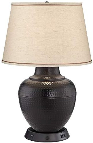 Brighton Rustic Farmhouse Table Lamp with Dimmable USB and AC Power Outlet Workstation Charging B... | Amazon (US)