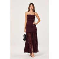 ASTR the Label | Ruffle Detail Lace Maxi Dress in Deep plum | Size M | ASTR The Label (US)