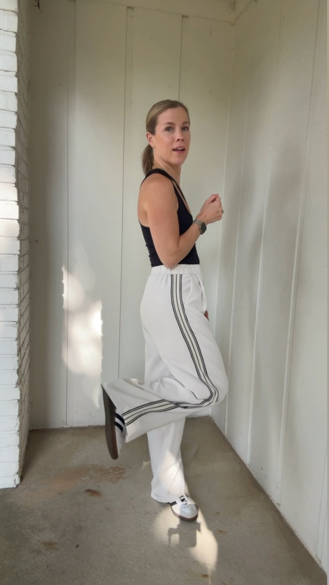 Bishop and Young Track pants. These are from last year, but I linked this year’s version. Wearing a small. Aritzia seamless tank wearing a small. Adidas Spezial sneakers. 

#falloutfit #trackpants #fallpants 

#LTKOver40 #LTKShoeCrush #LTKStyleTip