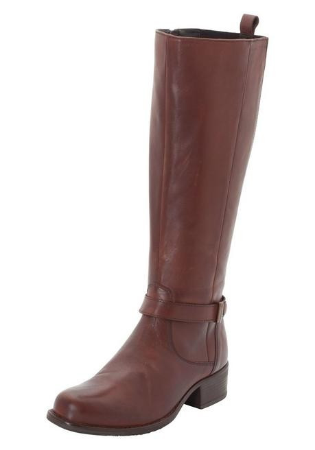 Weitschaftstiefel aus Leder mit Zierband - dunkelbraun | sheego | sheego (DE)