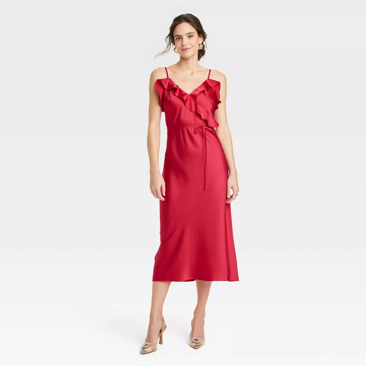 Women's Ruffle Midi Slip Dress - A New Day™ | Target