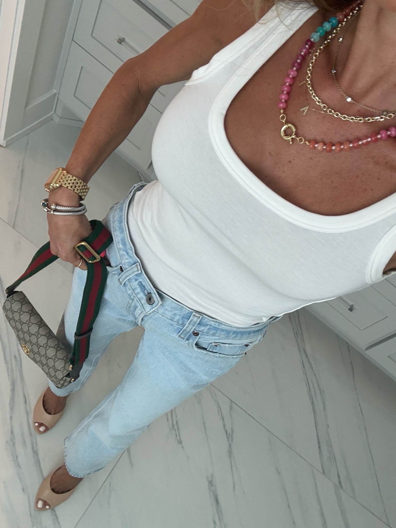 Found this fun rainbow necklace on Amazon and wore it with a white tank and light wash jeans code DENIMAF. Wearing 23 x short

#LTKPetite #LTKSaleAlert #LTKootd