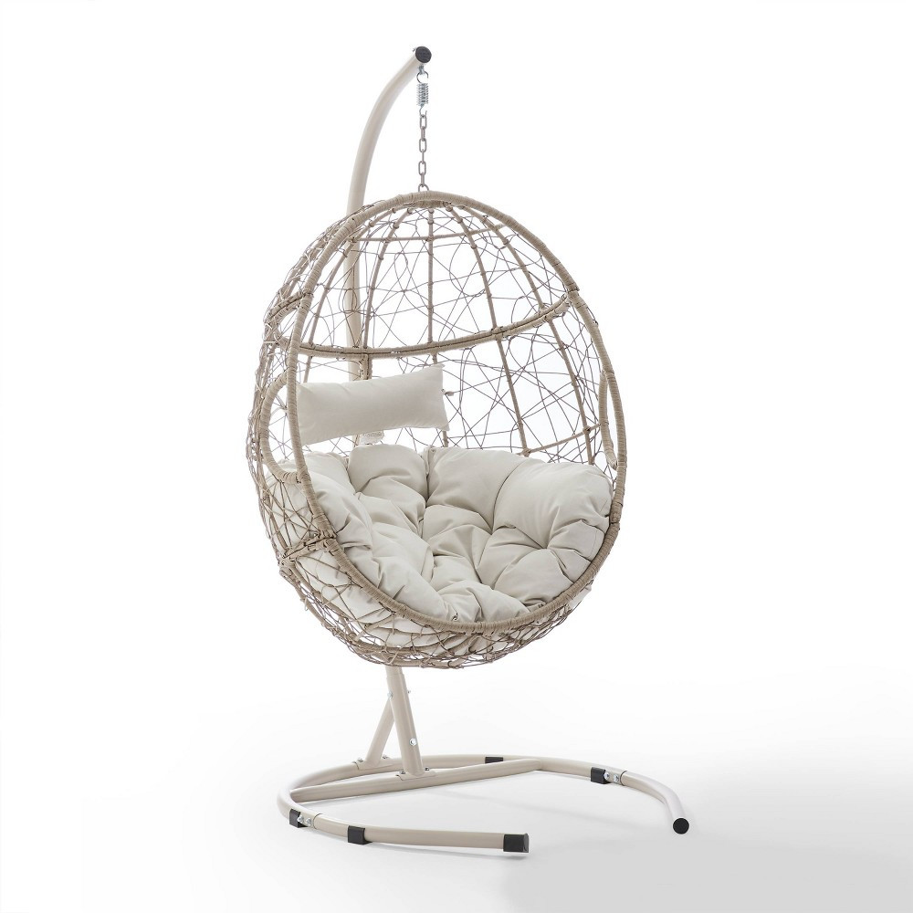 Cleo Outdoor Wicker Patio Hanging Egg Chair with Stand - Crosley | Target