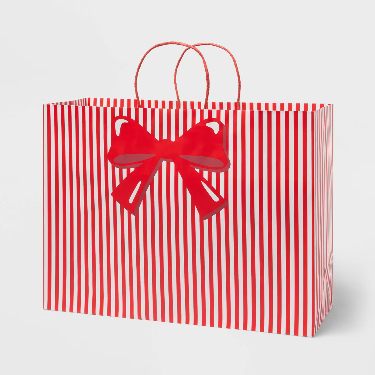 XL Striped Bow Christmas Gift Bag Red/White - Spritz™ | Target