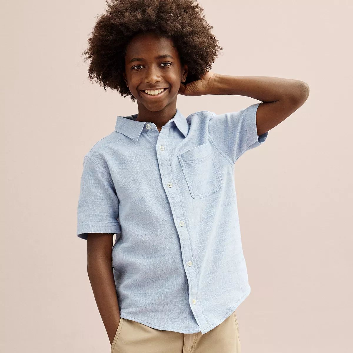 Boys 8-20 Sonoma Goods For Life® Short Sleeve Button Front Shirt in Regular & Husky | Kohl's