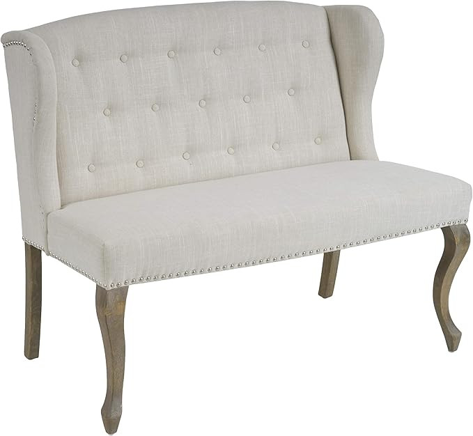 Christopher Knight Home Adrianna Wingback Button-Tufted Fabric Loveseat, Natural Plain | Amazon (US)