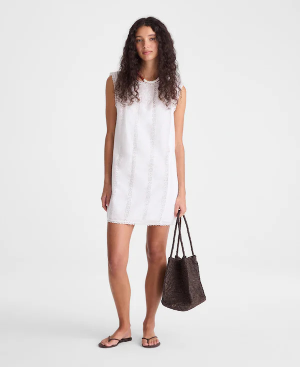 Embroidered Lace-Insert Mini Dress | Madewell