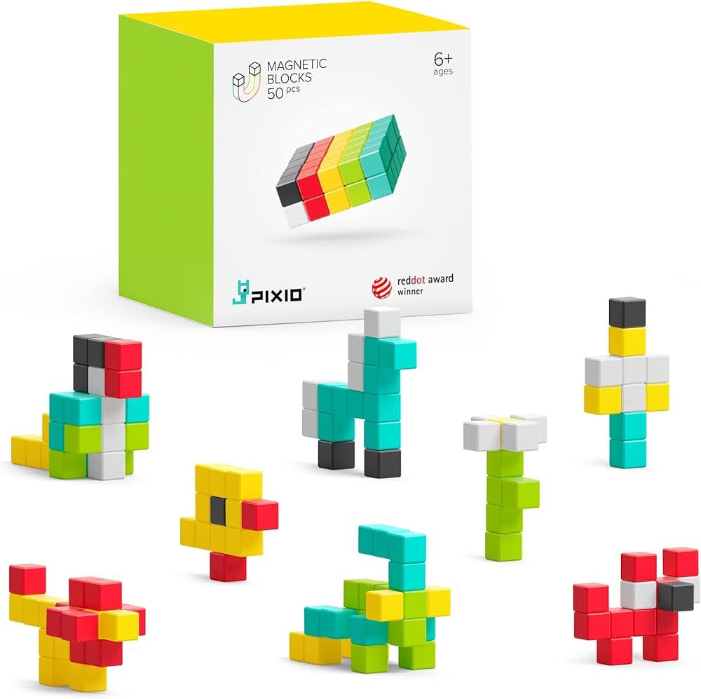 PIXIO-50 - Tiny Magnetic Blocks Building Toy in The Pixel Art Style with Free App - 5/16" Plastic... | Amazon (US)