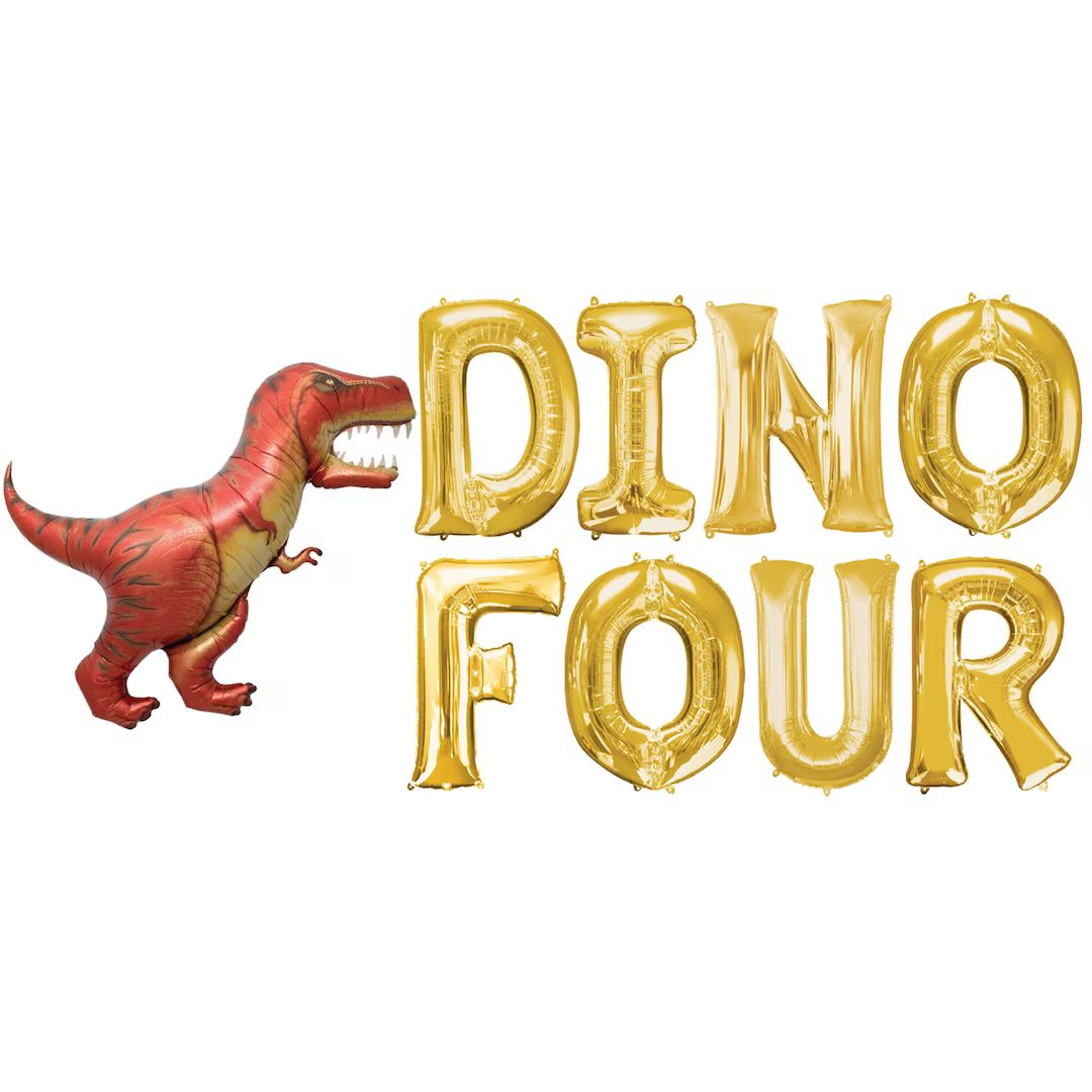 DINO FOUR Balloon Banner 16 Tall 4th Birthday Party - Etsy | Etsy (US)