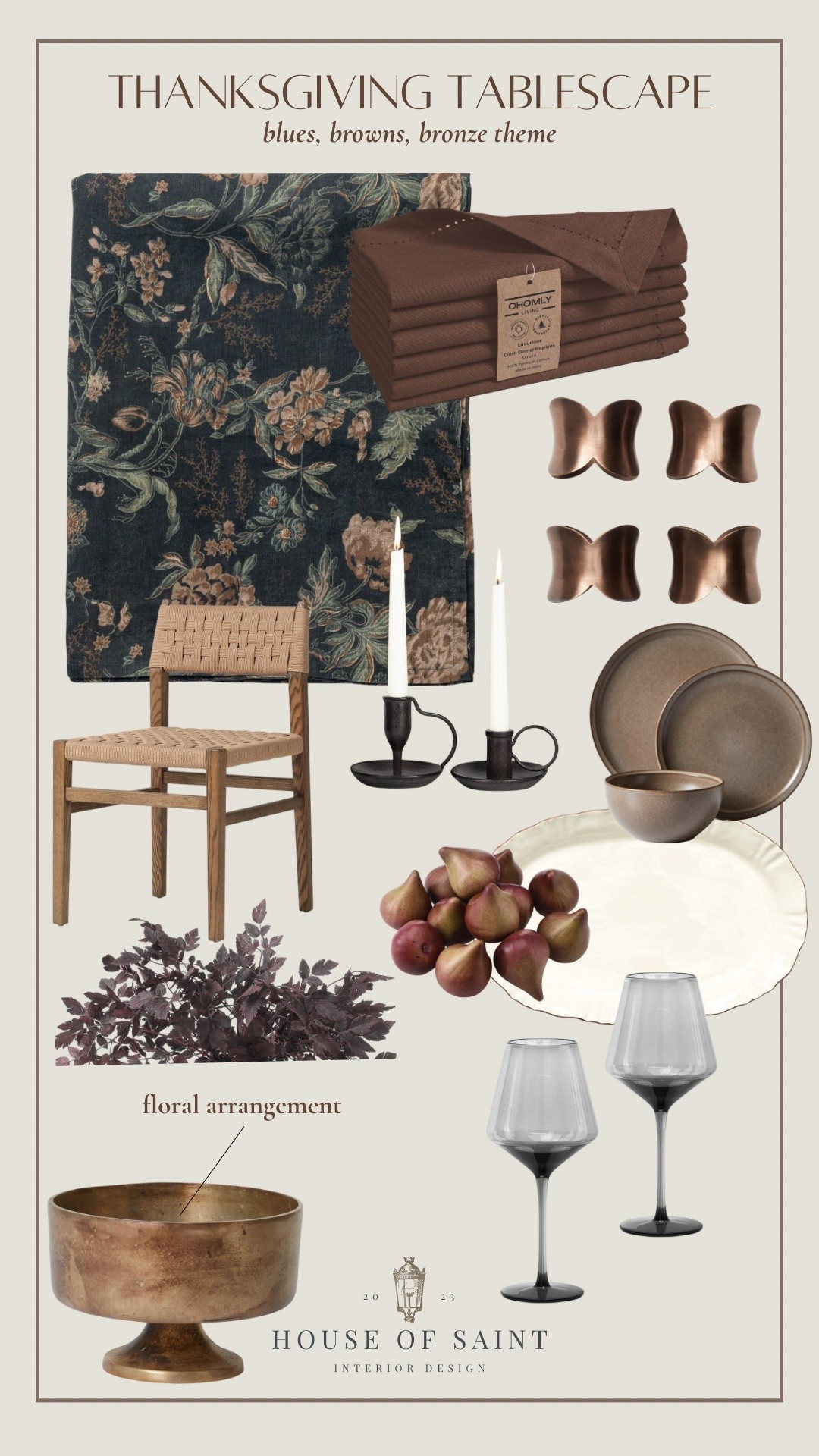 Blues, browns, and bronze tones come together for a cozy, elevated holiday setting. Mix vintage-inspired florals, dark glassware, and bronze accents for a timeless look that feels both moody and warm. Perfect for hosting family dinner or Friendsgiving night!
✨ Shop the look & recreate this elegant setup below.
#ThanksgivingDecor #TablescapeInspo #FallEntertaining #ThanksgivingTable #HostInStyle #HolidayHome #FallTableDecor #TablescapeDesign #ThanksgivingDinner #HomeInspo 

 #LTKSeasonal #LTKHome