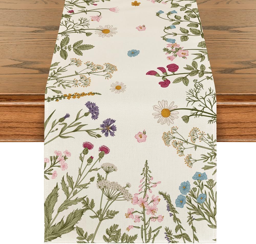 Artoid Mode Flowers Spring Table Runner, Seasonal Kitchen Dining Table Decoration for Home Party ... | Amazon (US)