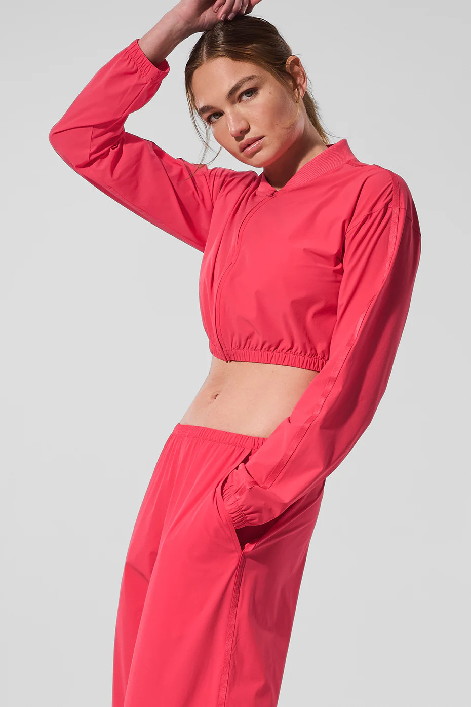 Alo Yoga� | Cropped Breezy Full-Zip Cover Up Jacket in Candy Red, Size: 2XS | Alo Yoga (US)