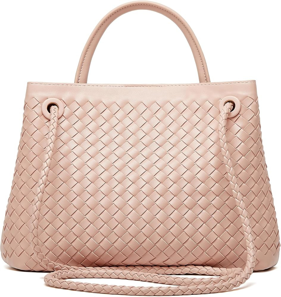 Woven Bag for Women Crossbody Handbag: Vegan Leather Small Tote Purse Trendy Shoulder Handbag Bow... | Amazon (US)