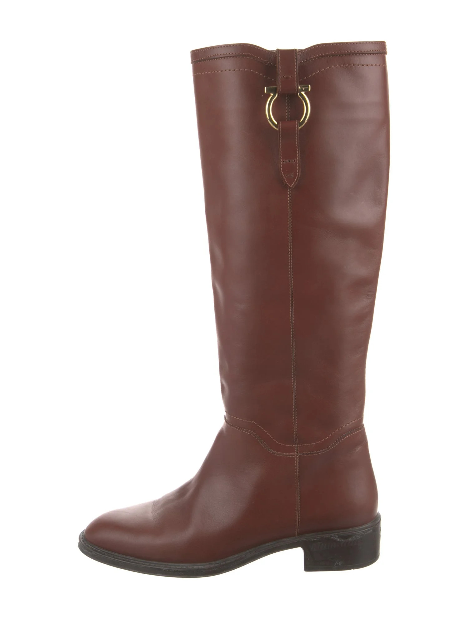 Leather Chain-Link Accents Riding Boots | The RealReal