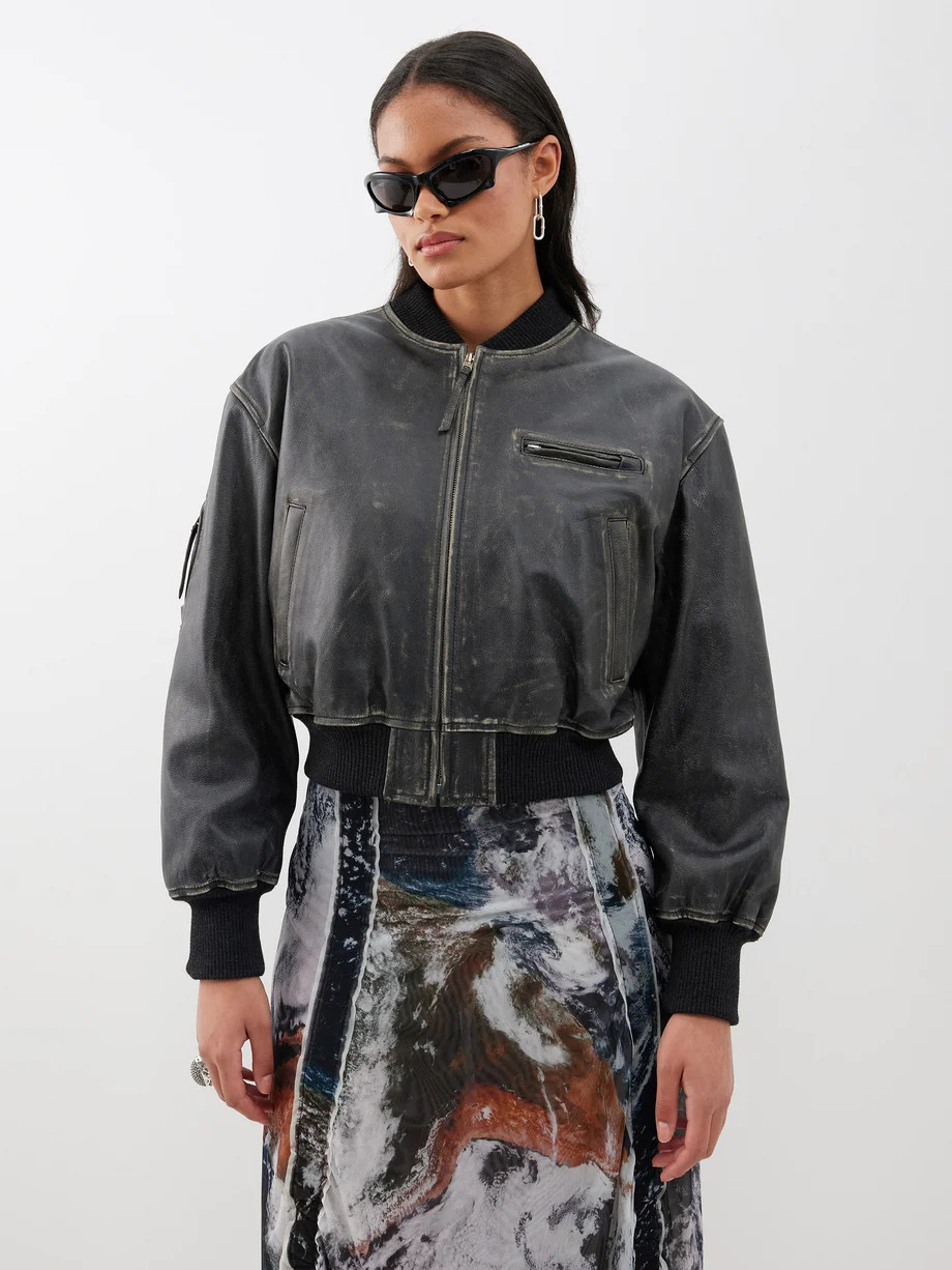 Distressed-leather bomber jacket | Matches (UK)