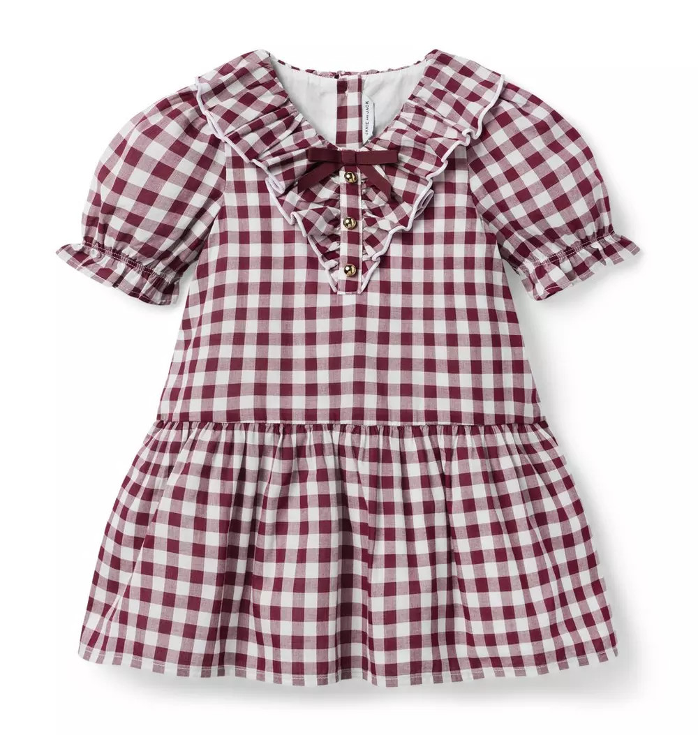 Janie and Jack | Gingham Ruffle Dress - Purple / 10 | Janie and Jack