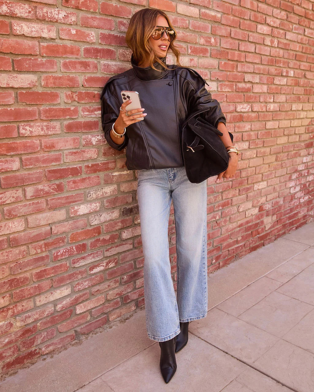 Friday Lights Faux Leather Funnel Neck Moto Jacket | VICI