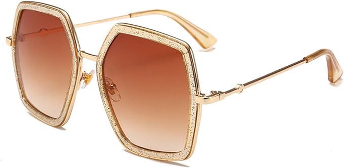 iKANOO Oversized Square Sunglasses for Women Hexagon Inspired Designer Style Shades | Amazon (US)