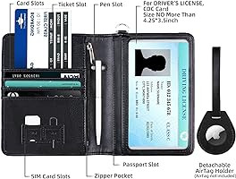 WALNEW AirTag Passport Holder and Vaccine Card Holder Combo, RFID Blocking Travel Passport Wallet... | Amazon (US)