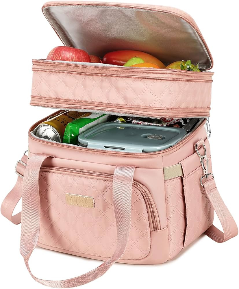 Lunch Bag for Men Women, Dual Compartment Large Lunch Box Insulated Lunch Bag, Work Adult Leak Pr... | Amazon (US)
