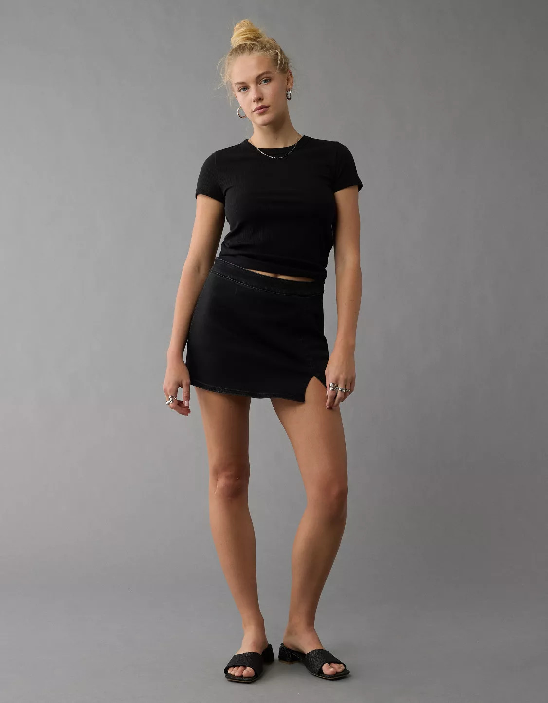 AE Next Level High-Waisted Denim Skort | American Eagle Outfitters (US & CA)