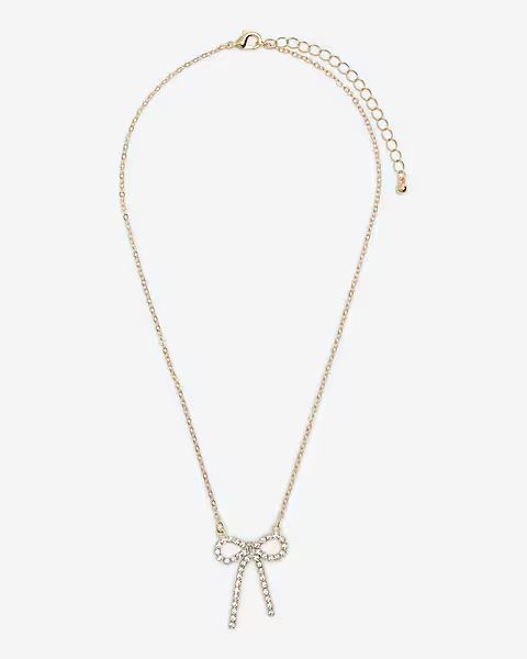 Rhinestone Bow Pendant Necklace | Express