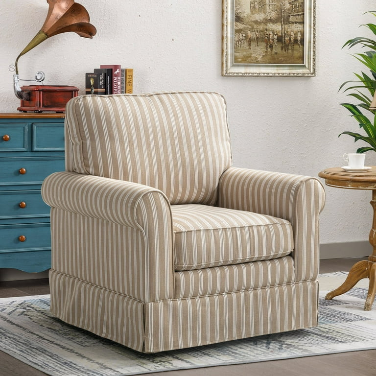 Bonzy Home 30" Wide Bohemian Cotton Blend Vertical Stripe Sloped Arm Swivel Accent Chairs for Adu... | Walmart (US)