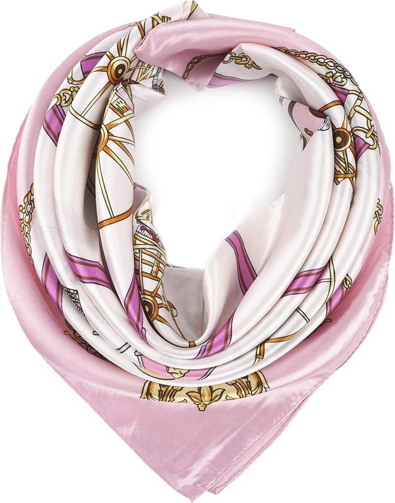 YOUR SMILE Silk Feeling Scarf Women's Fashion Pattern & Solid Color Large Square Satin Headscarf | Amazon (US)