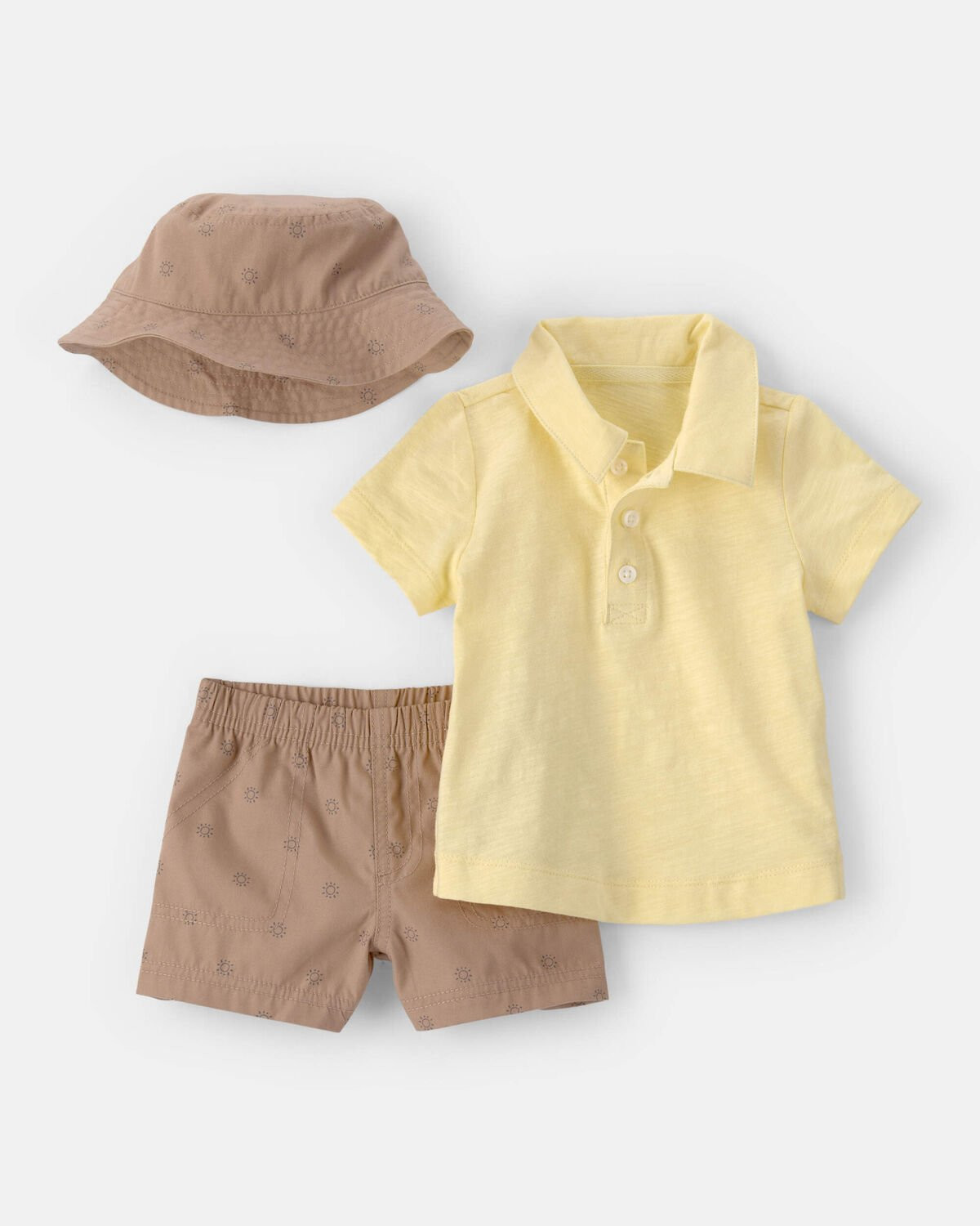 Baby Boy 3-Piece Top, Hat & Short Set - Yellow/Brown | Carter's Inc