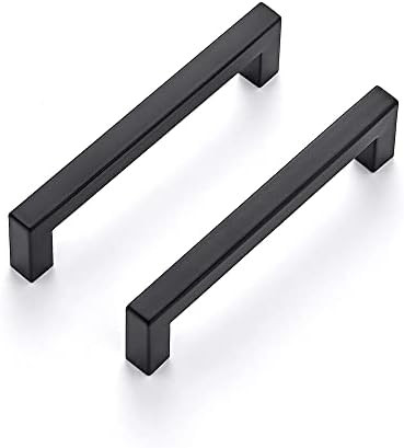 Ravinte 5 Pack 5 Inch Kitchen Square Cabinet Handles Matte Black Cabinet Pulls Black Drawer Pulls Ki | Amazon (US)