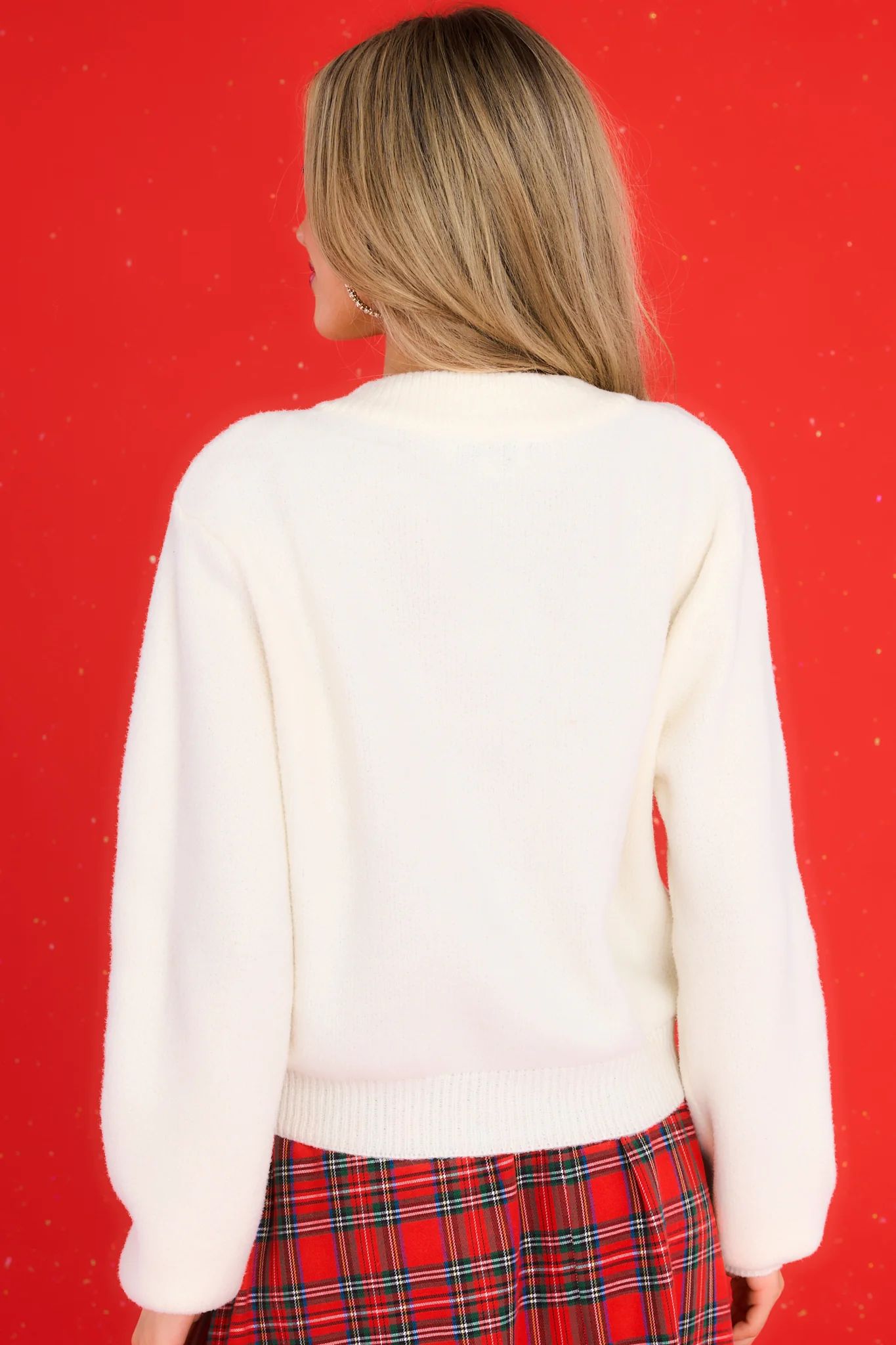 Set The Pace Ivory Cardigan | Red Dress 