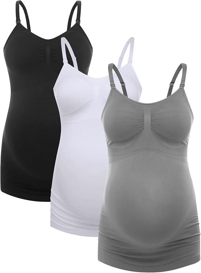 HOFISH Women's Breast Feeding Tops,Maternity Nursing Cami with Build in Shelf Bra 3Pack | Amazon (US)