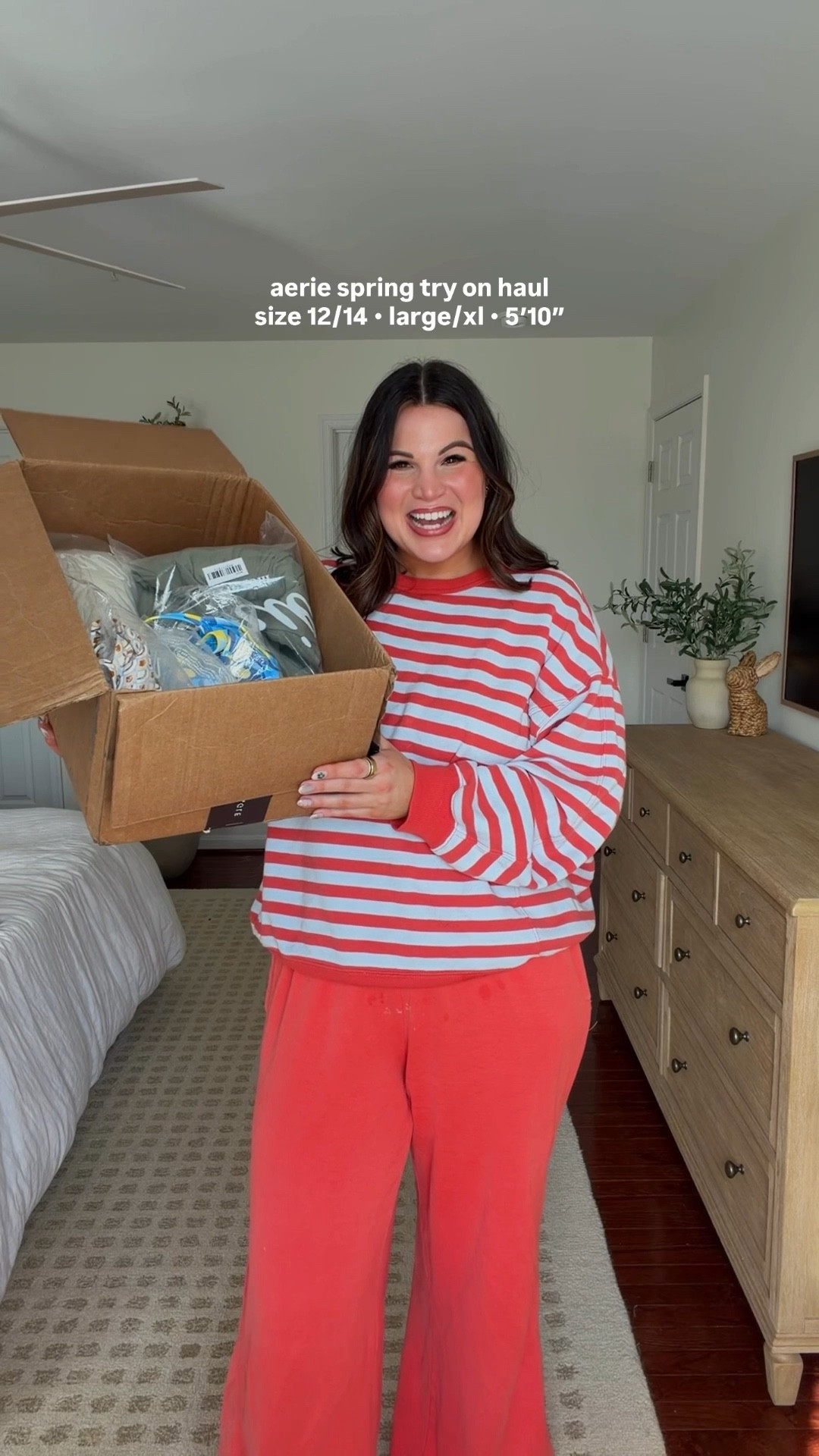 @Aerie spring break try on haul as a die 12/14 or large/xl. 

Sizes: 
Swimsuits tops + bottoms - xl 
Jumpsuit - xl (sized up for length)
Dress - large 
Stripe top - large 
Blue pants - large tall 
Pajamas top + pants - xl



#LTKTall #LTKMidsize #LTKSpringSale