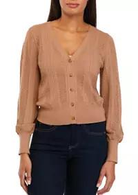 Women's Pointelle V-Neck Button Front Cardigan | Belk