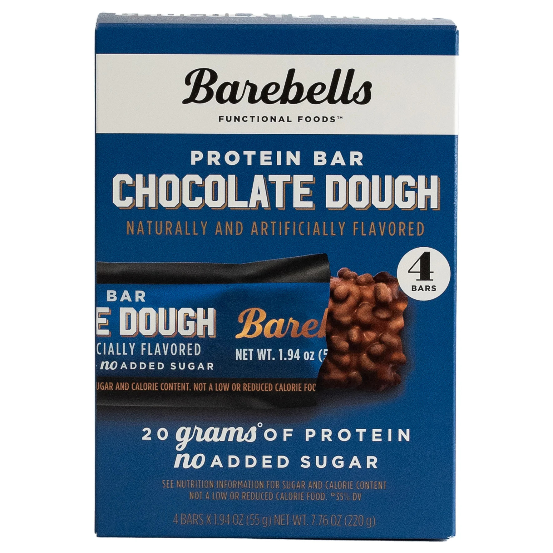 Barebells Protein Bars with 20g High Protein, 1.9oz Bars, Chocolate Dough - 4 Count | Walmart (US)