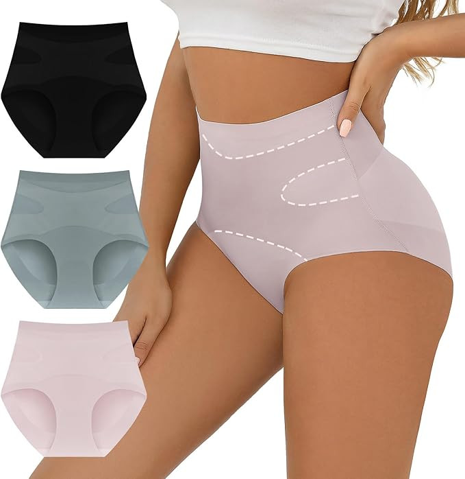 FallSweet No Show Tummy Control Underwear for Women High Waisted Panties Comfy Briefs Pack | Amazon (US)