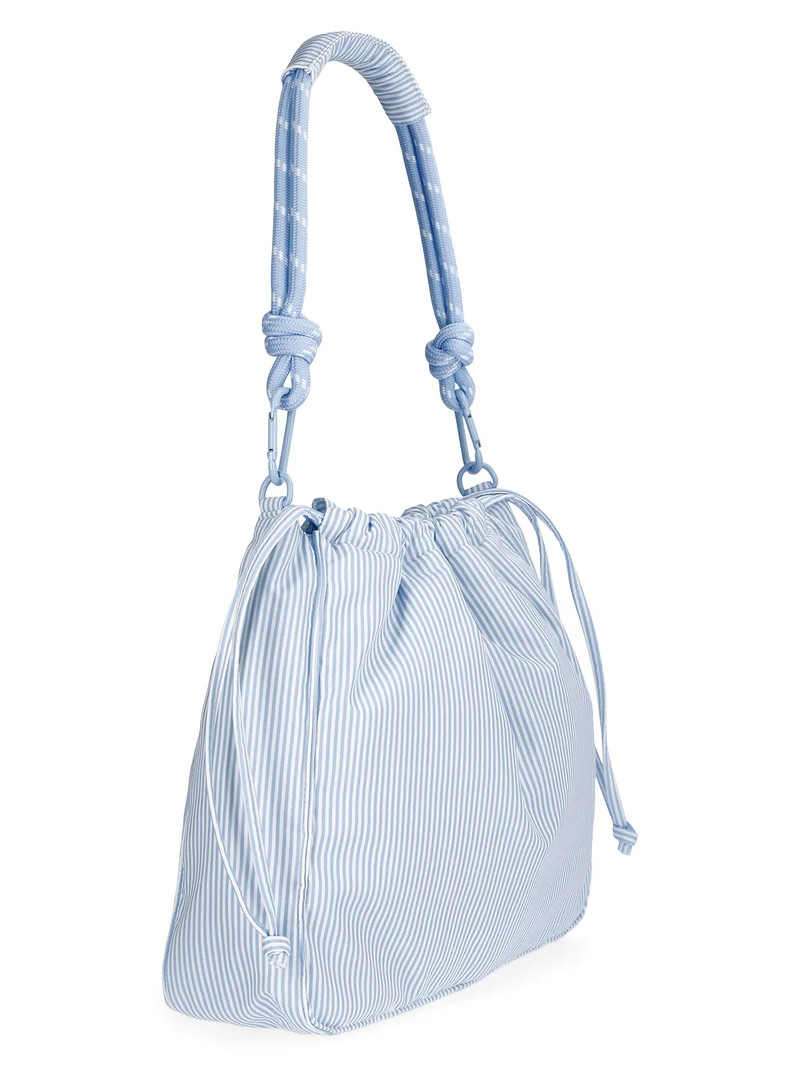 No Boundaries Women's Bungee Drawstring Bag, Blue Sky Stripe | Walmart (US)